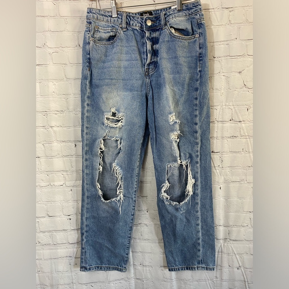 Simple Society Medium Wah Distressed Leg Button Fly Jeans (Juniors) Size 5/27